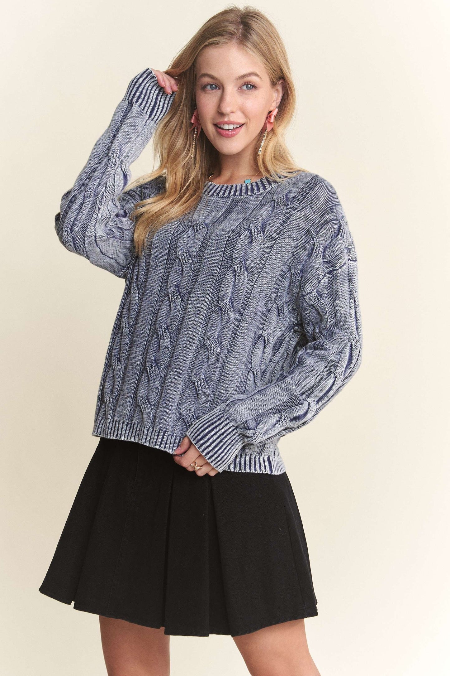 ADORA Mineral Washed Cable Knit Sweater