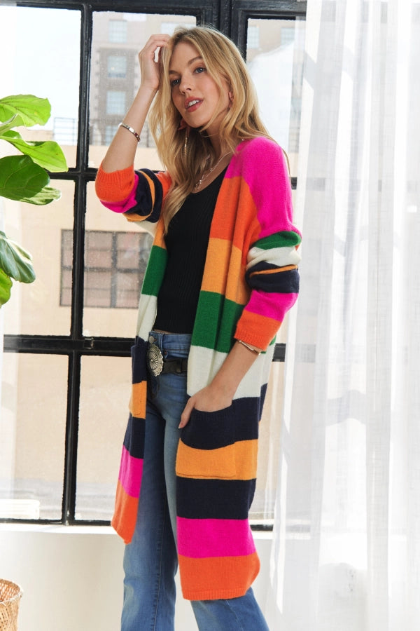 ADORA Multi Color Stripe Cardigan