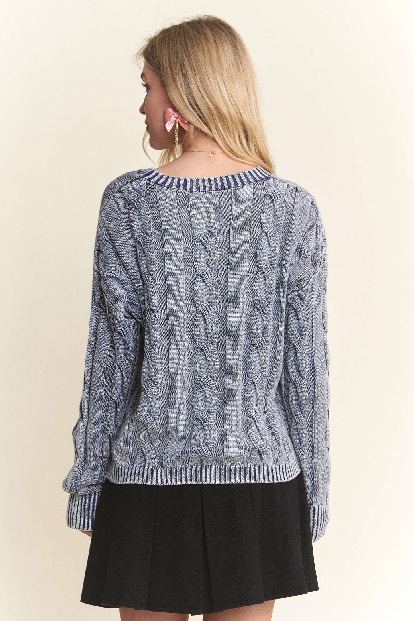 ADORA Mineral Washed Cable Knit Sweater