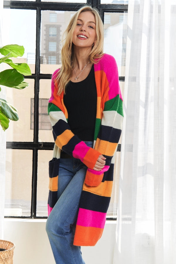 ADORA Multi Color Stripe Cardigan