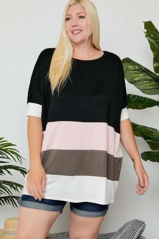 ADORA Plus Color Block Tunic