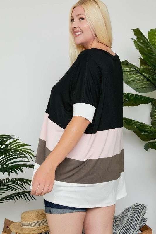 ADORA Plus Color Block Tunic