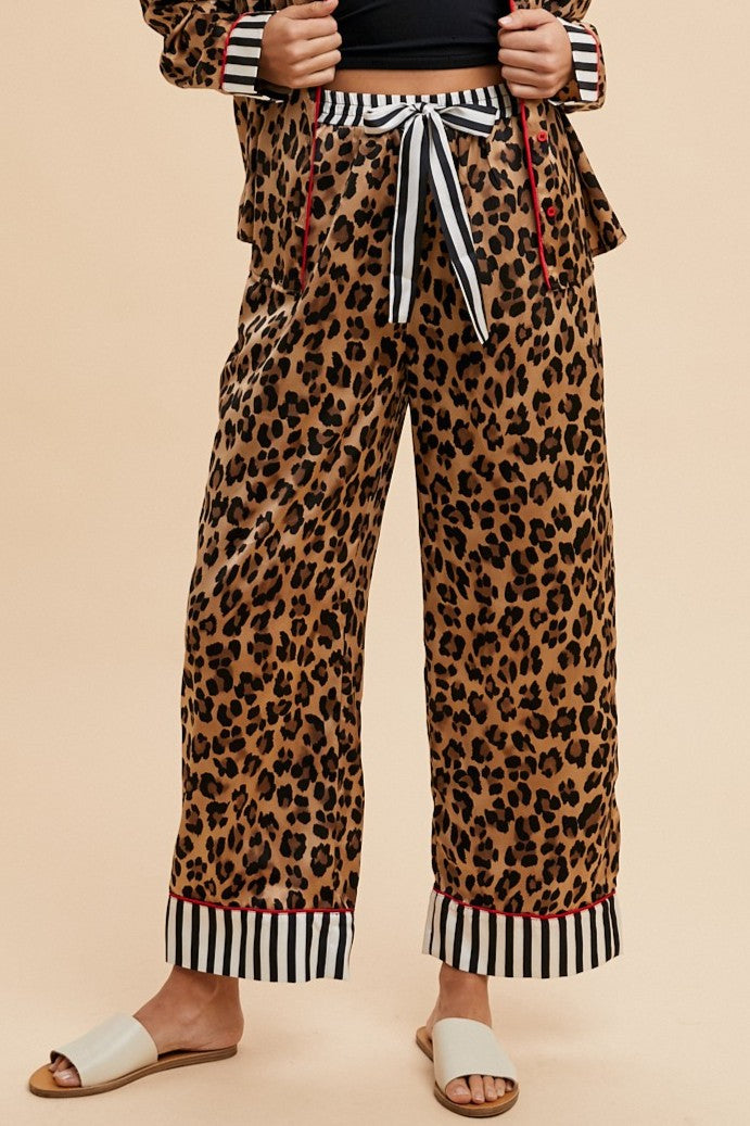 ANNIEWEAR Leopard Satin Pajama Set