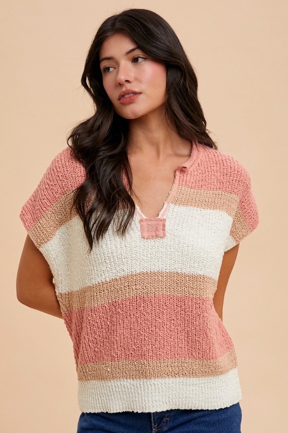 ANNIEWEAR  Color Block Textured Sweater