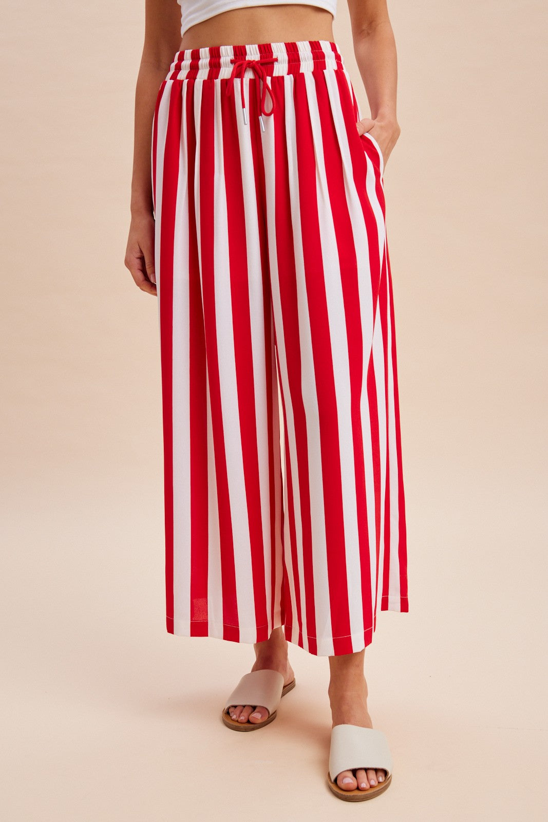ANNIEWEAR Vertical Striped Wide Leg Pants