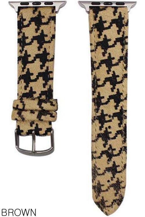 BLANDICE Hounds Tooth Fabric Print Apple Watch Band