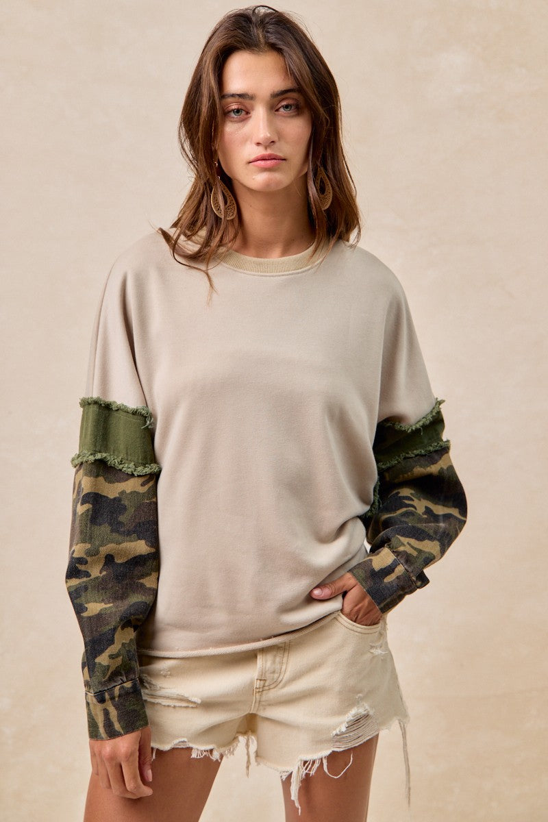BIBI French Terry Camo Top