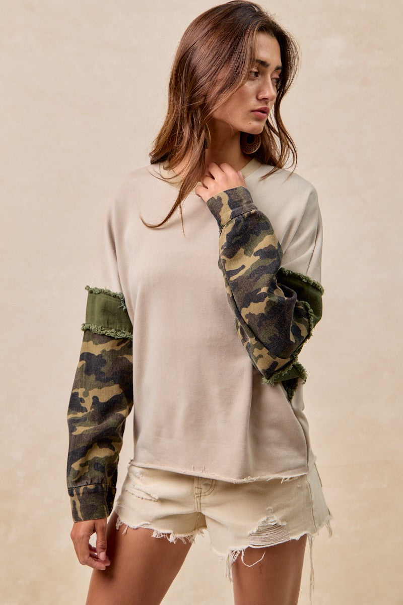 BIBI French Terry Camo Top