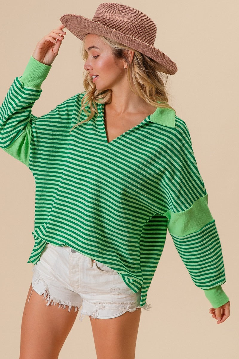 BIBI Stripe Knit Loose Fit Top