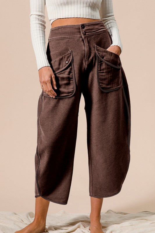 BIBI Vintage Mocha Washed Terry Pants