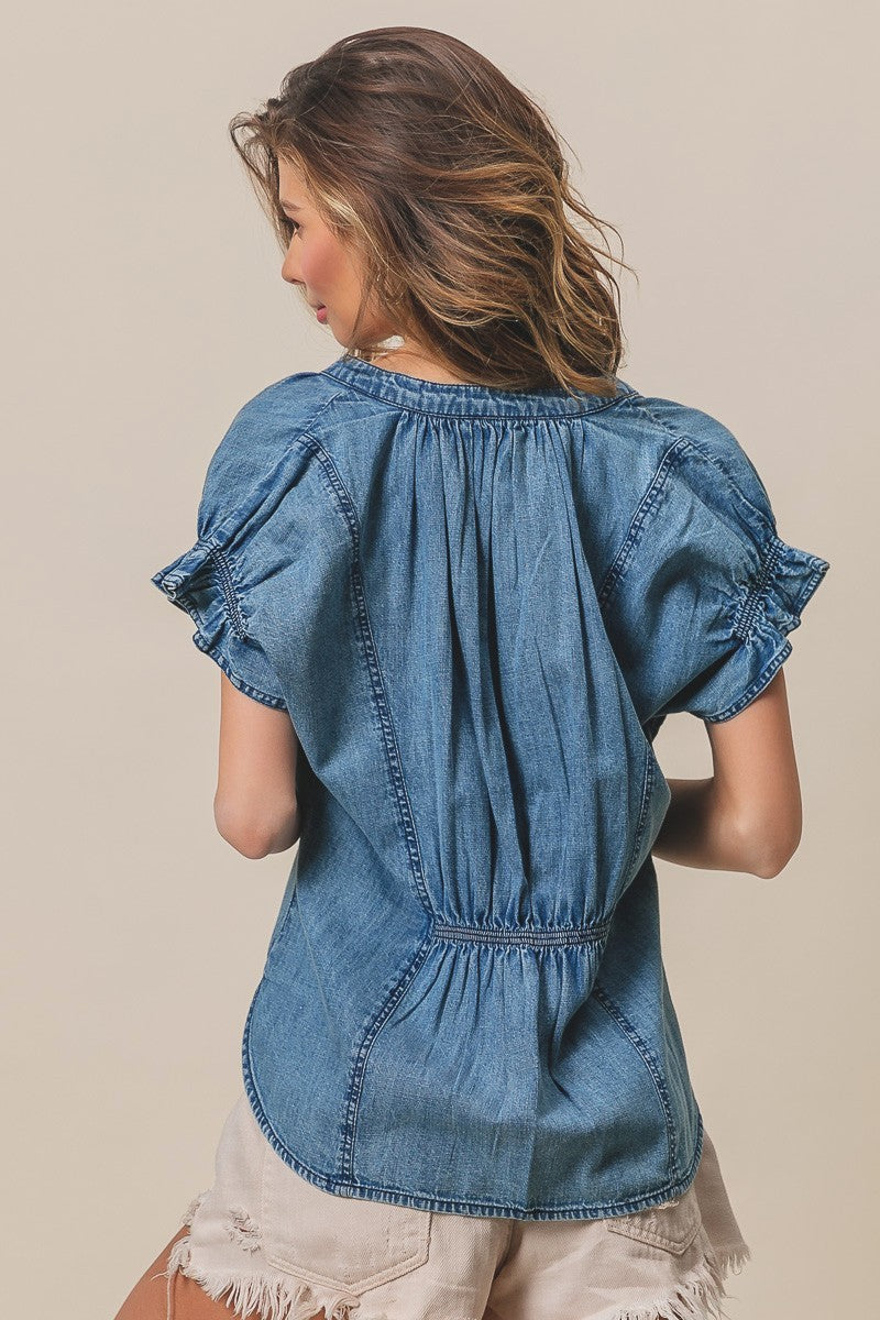 BIBI Ruffled Denim Top