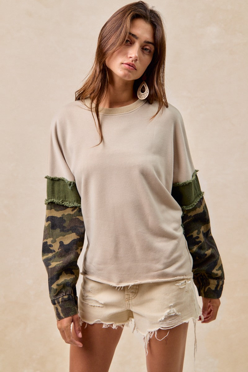BIBI French Terry Camo Top