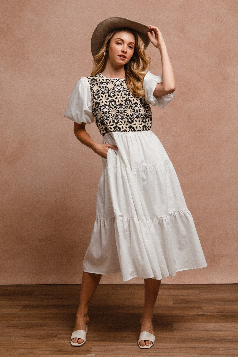 BIBI Crochet Top Midi Dress