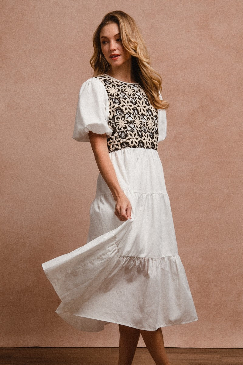BIBI Crochet Top Midi Dress
