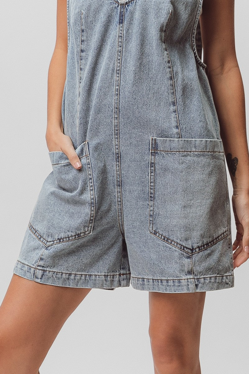 BIBI Vintage Washed Denim Shortalls