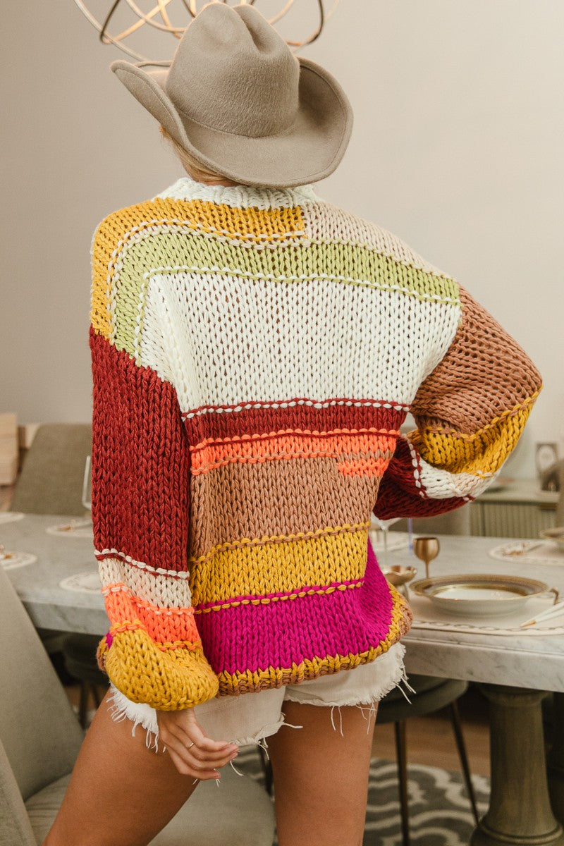 BIBI Multi Color Striped Sweater