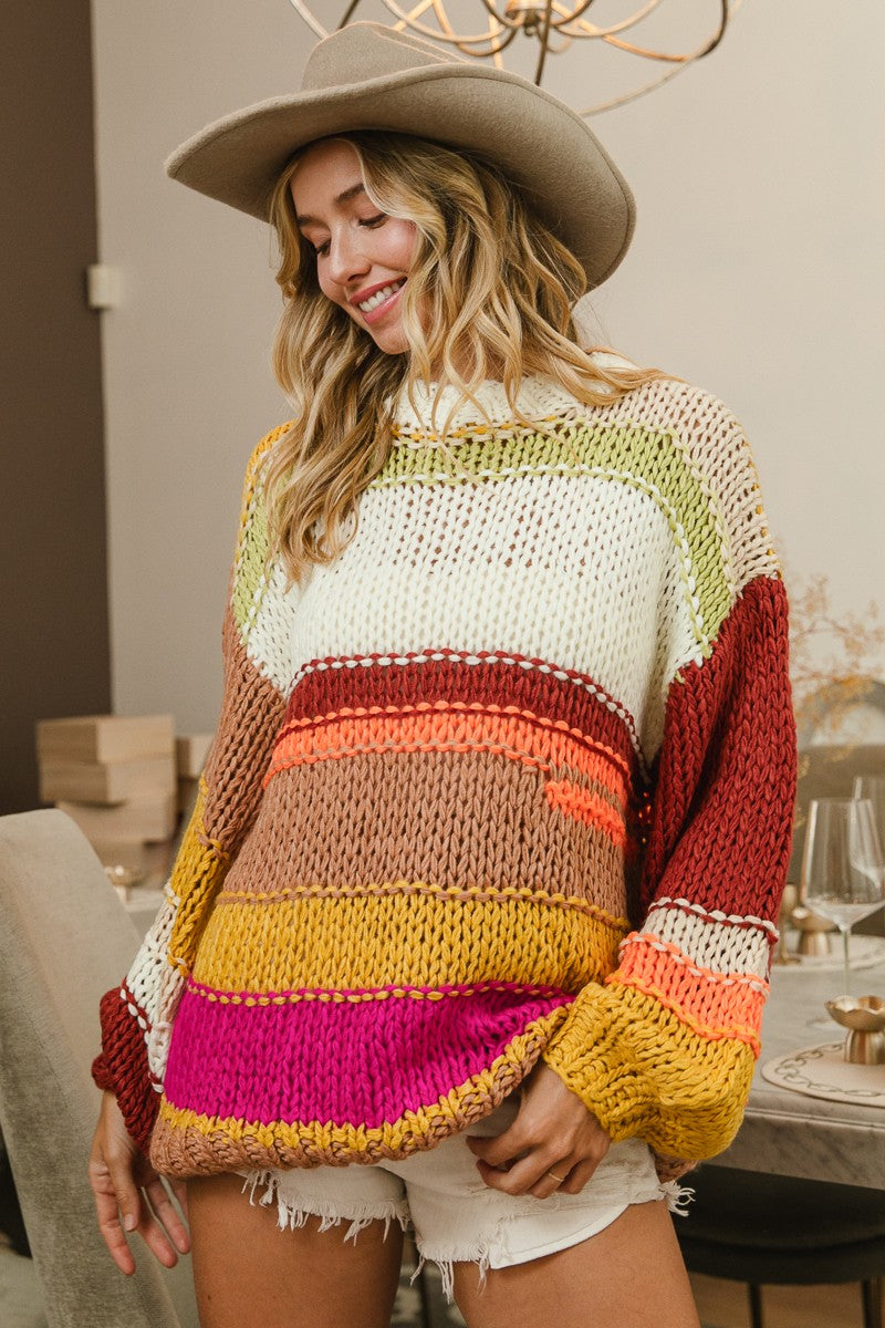 BIBI Multi Color Striped Sweater