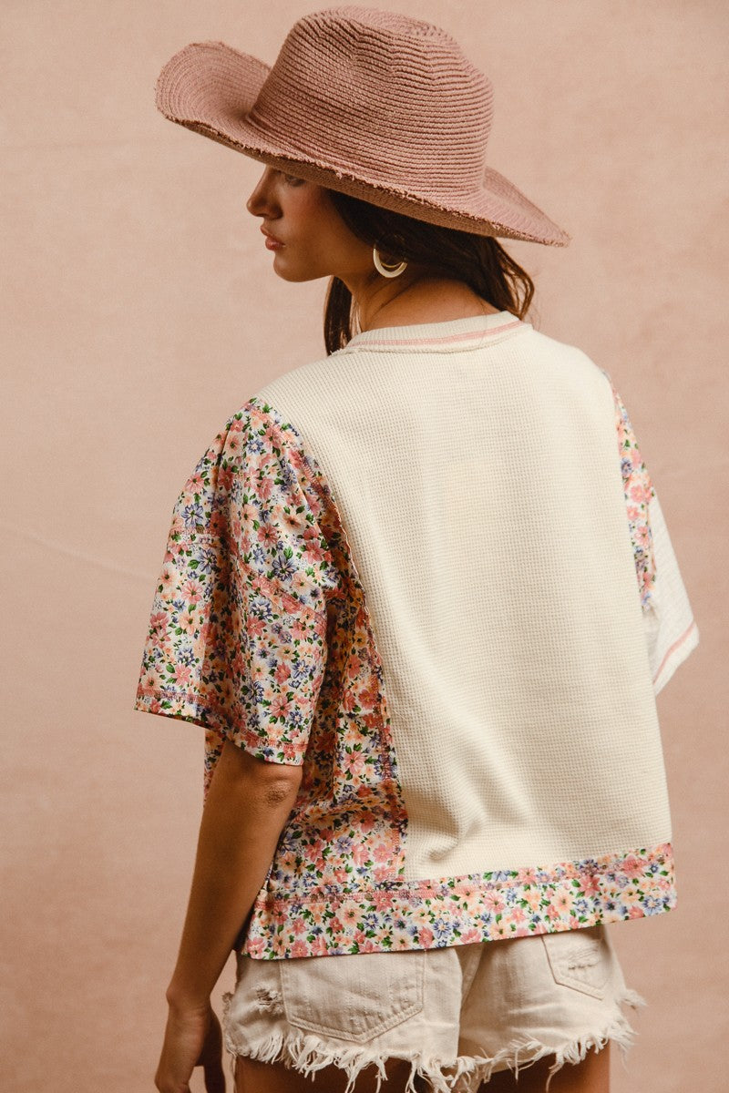 BIBI Thermal and Gauze Floral Print Mix And Match Top