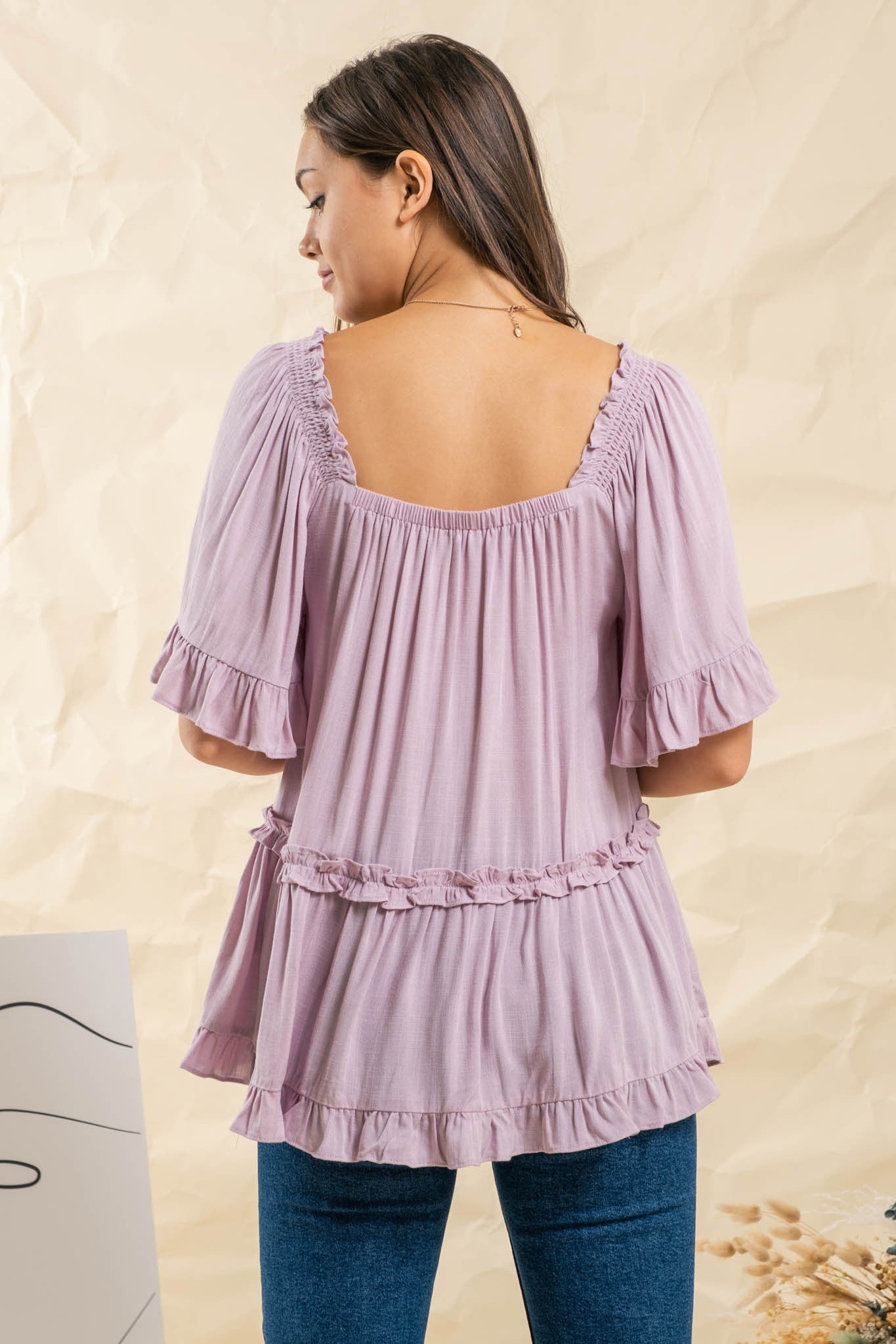 BLU PEPPER Relaxed Tiered Peasant Top