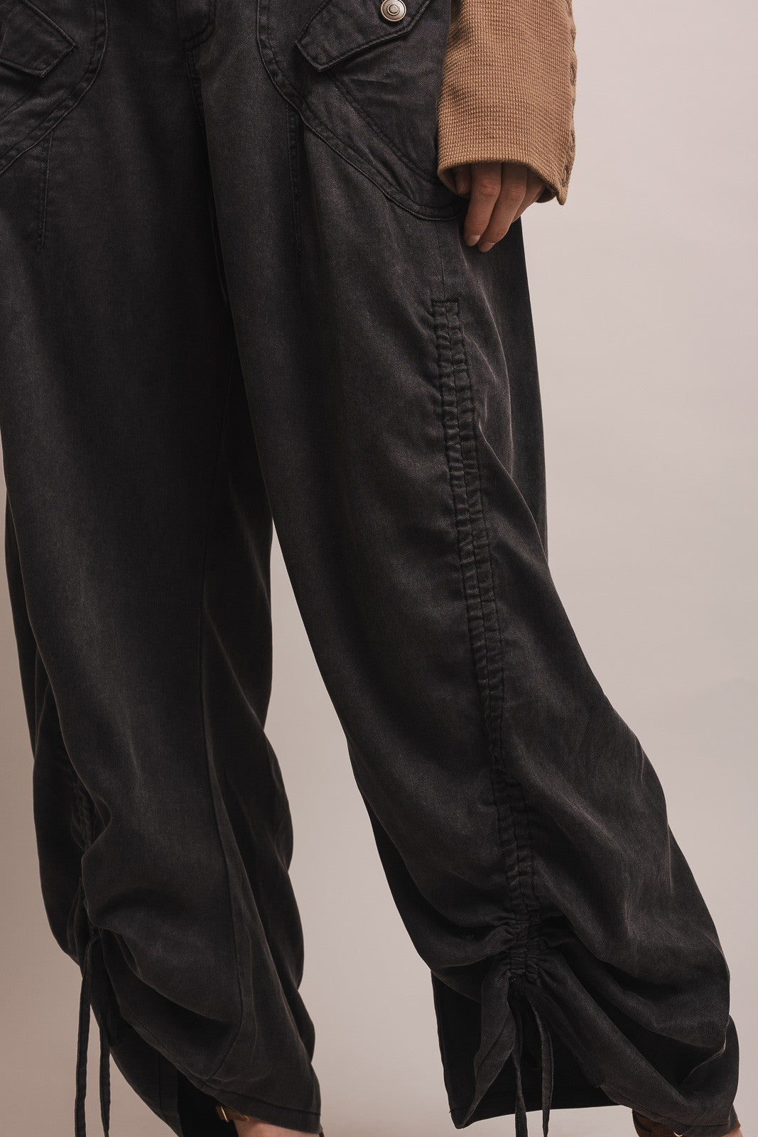 BLUE VELVET Ruched Leg Cargo Pants