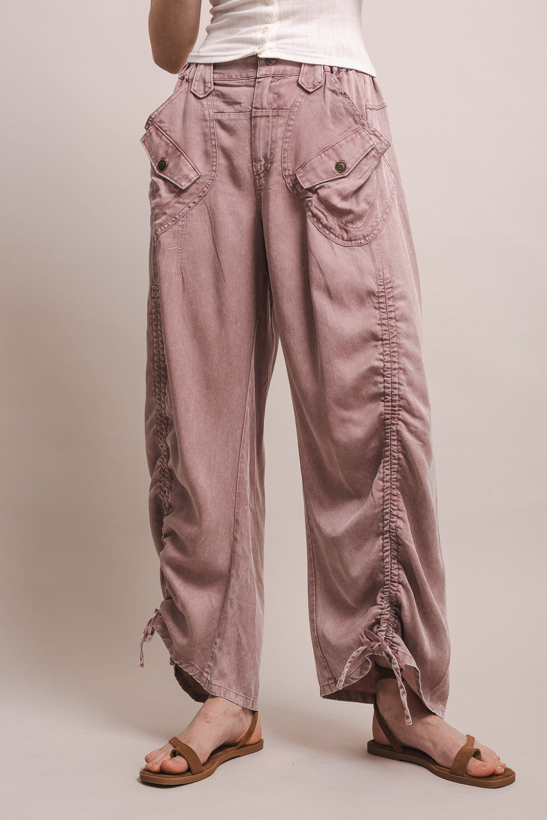 BLUE VELVET Ruched Leg Cargo Pants