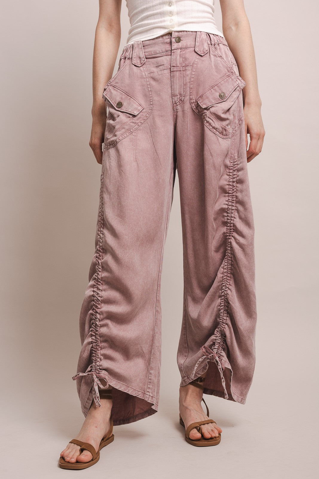 BLUE VELVET Ruched Leg Cargo Pants