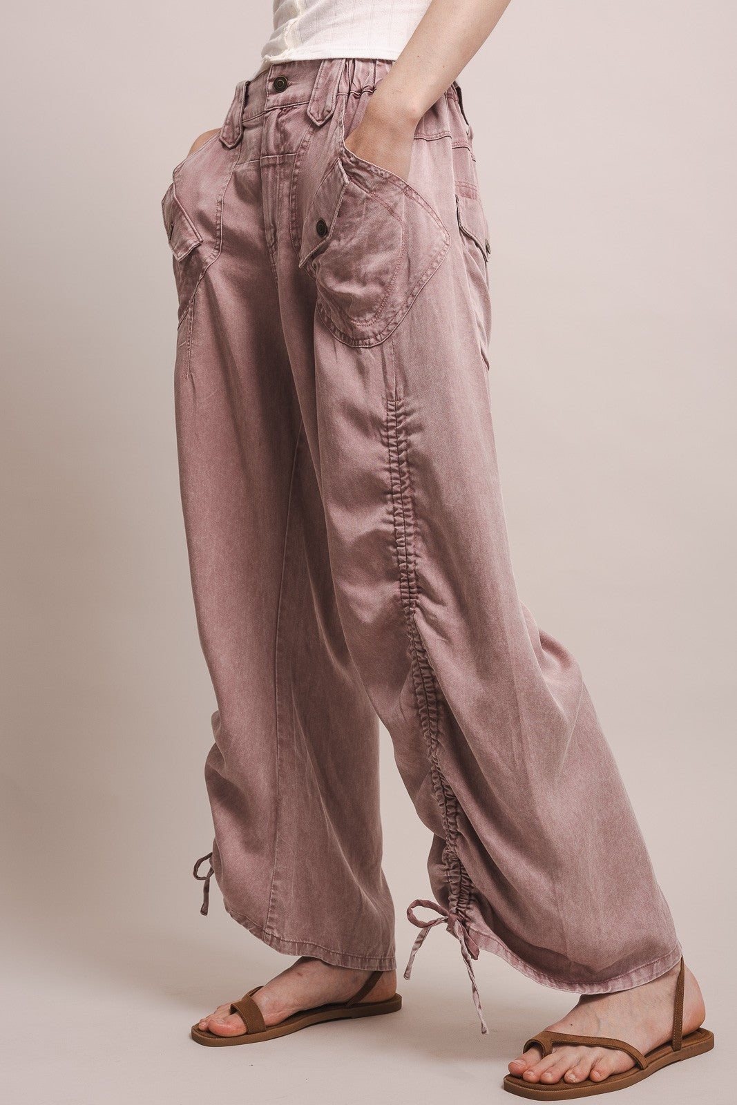BLUE VELVET Ruched Leg Cargo Pants