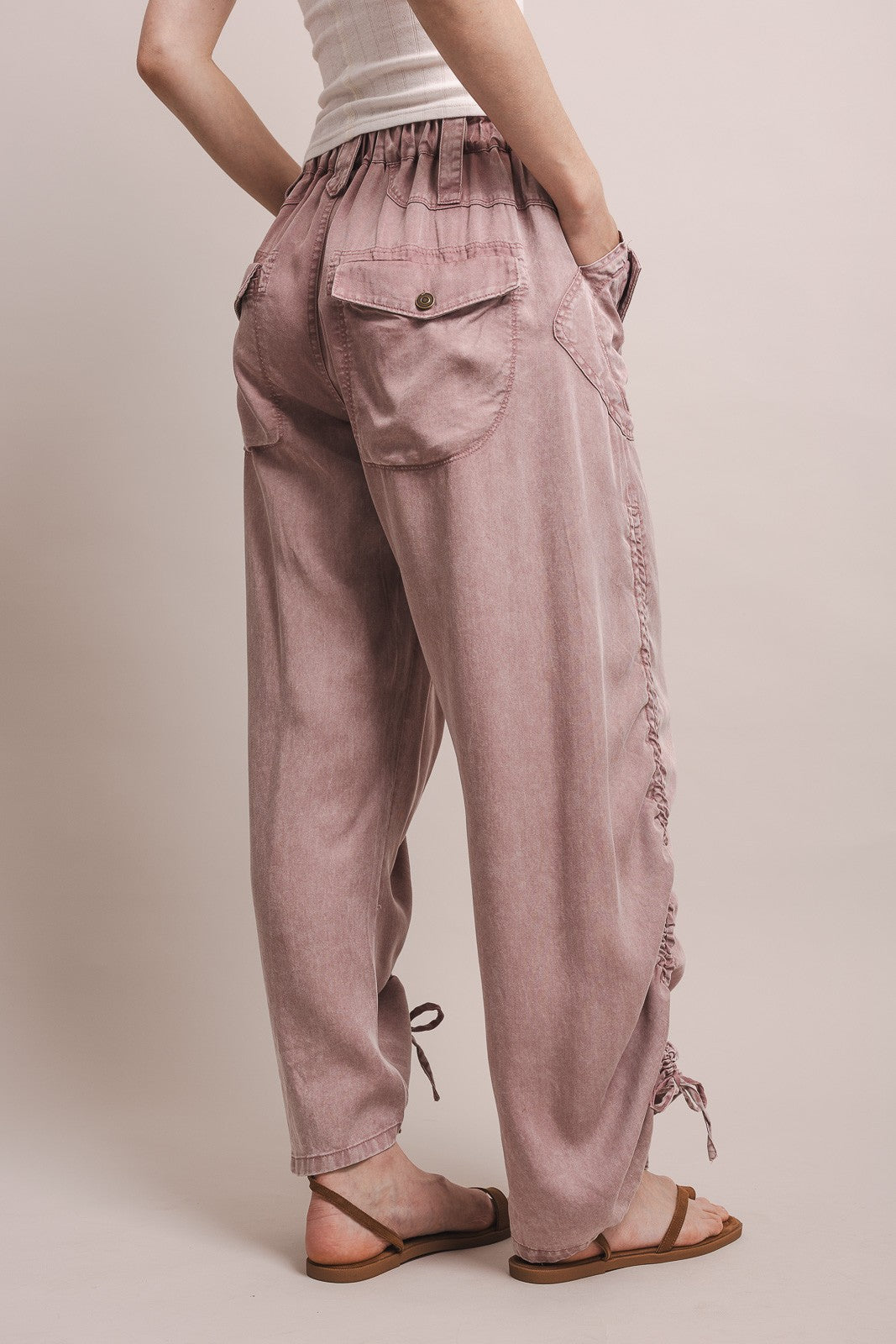 BLUE VELVET Ruched Leg Cargo Pants