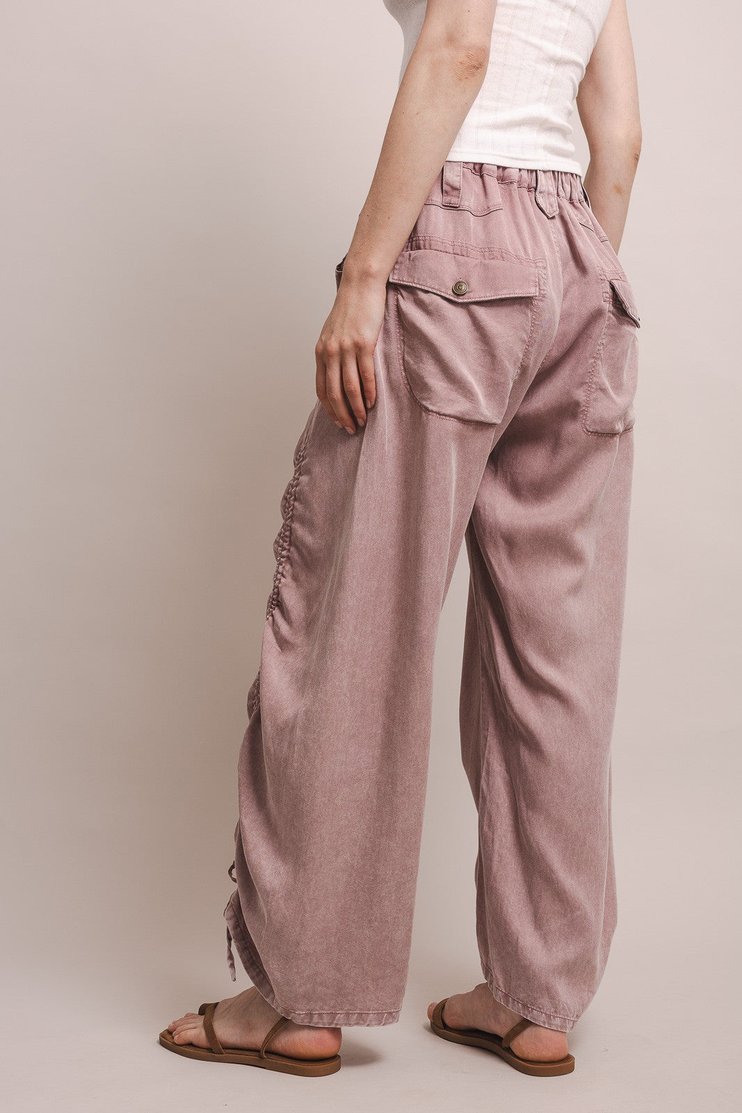 BLUE VELVET Ruched Leg Cargo Pants