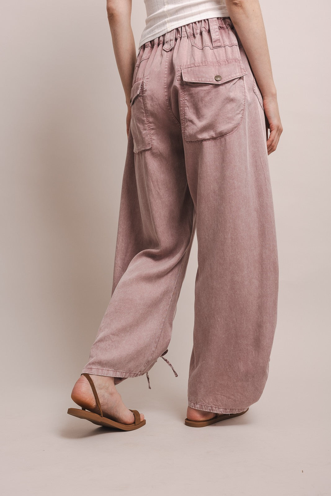 BLUE VELVET Ruched Leg Cargo Pants