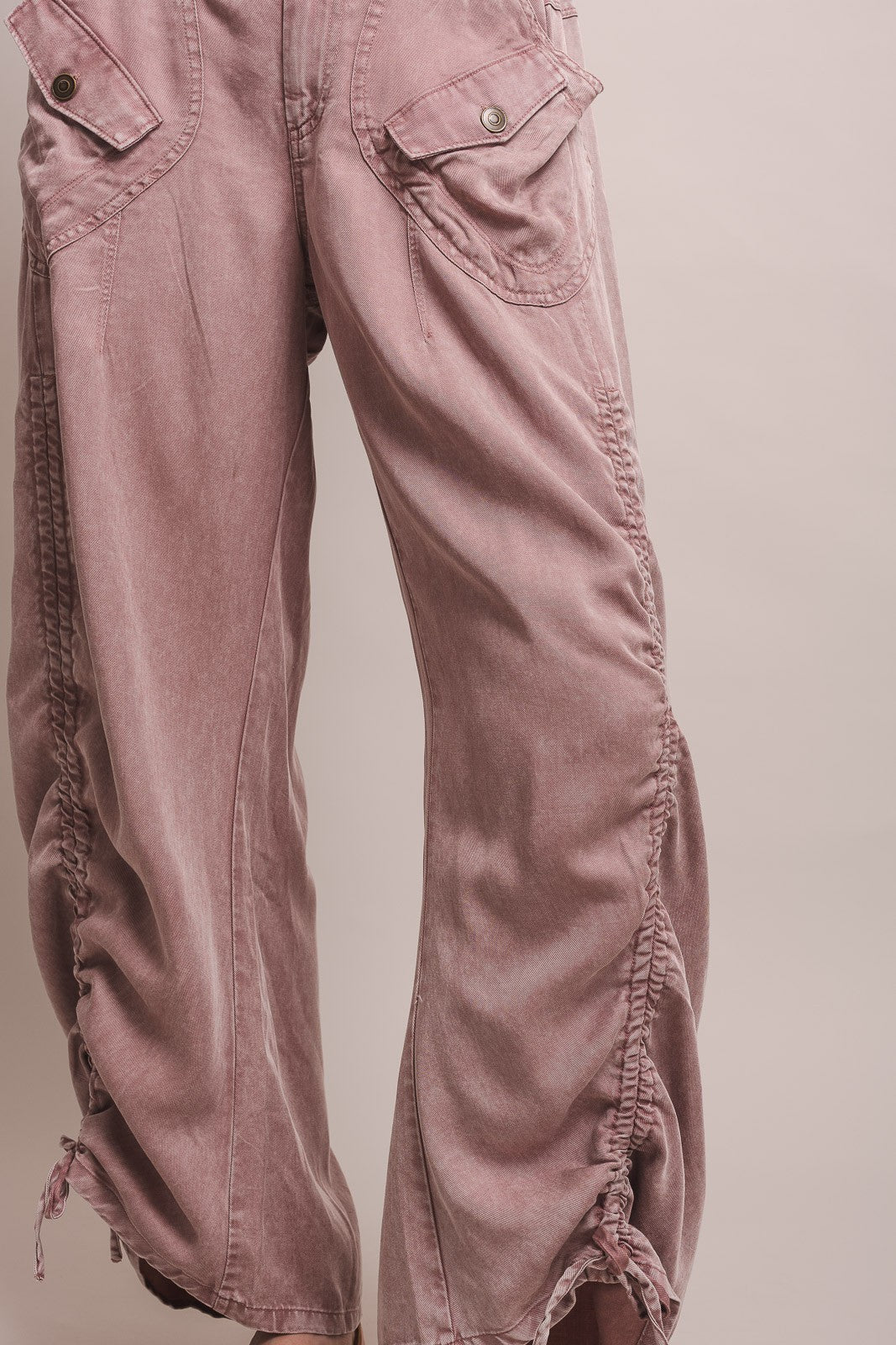 BLUE VELVET Ruched Leg Cargo Pants