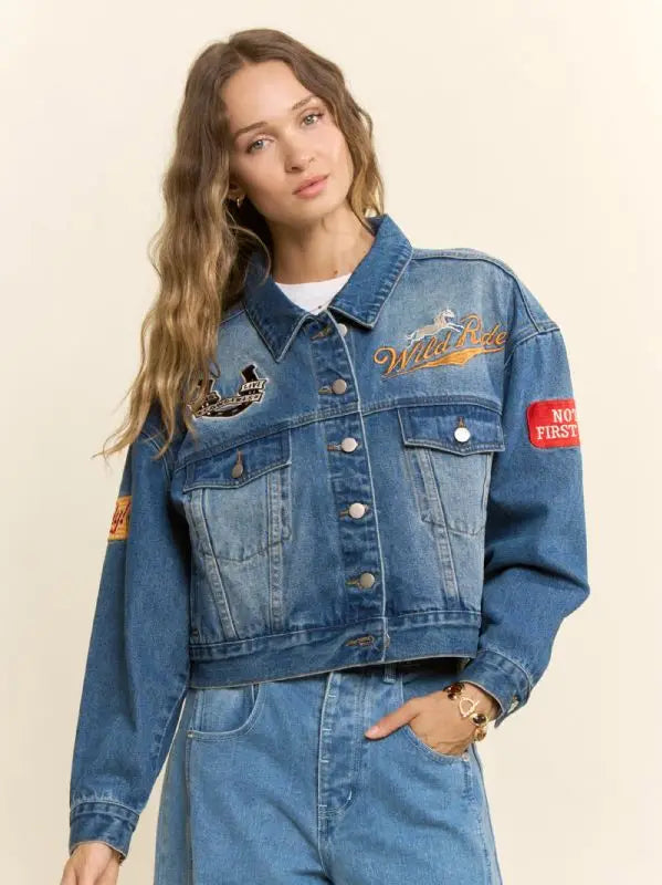 DAVI&DANI Wild Ride Patch Denim Jacket