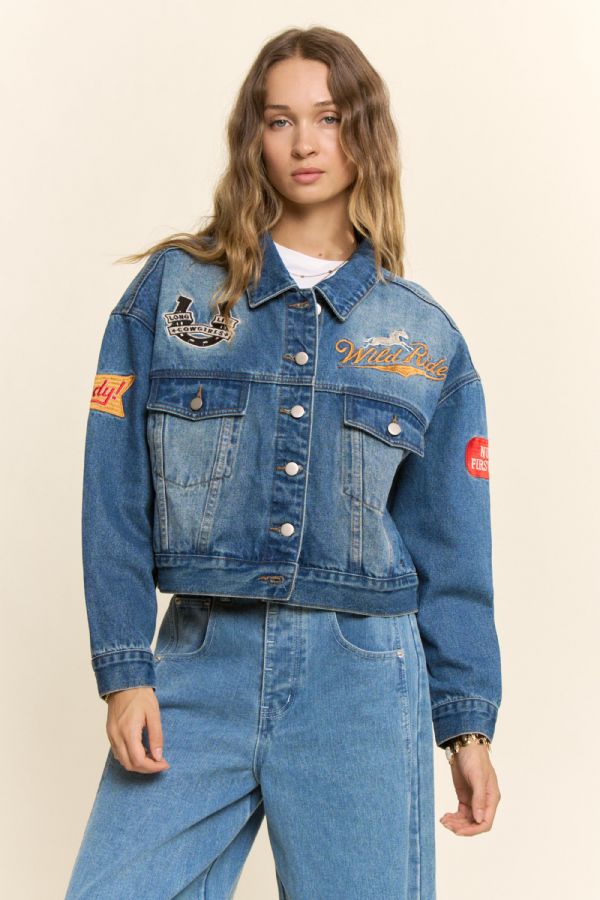 DAVI&DANI Wild Ride Patch Denim Jacket