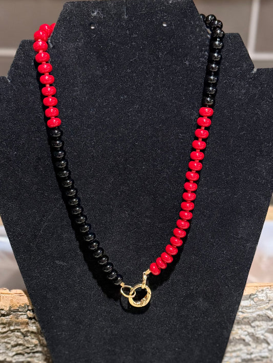 DMC Red and Black Bead Necklace