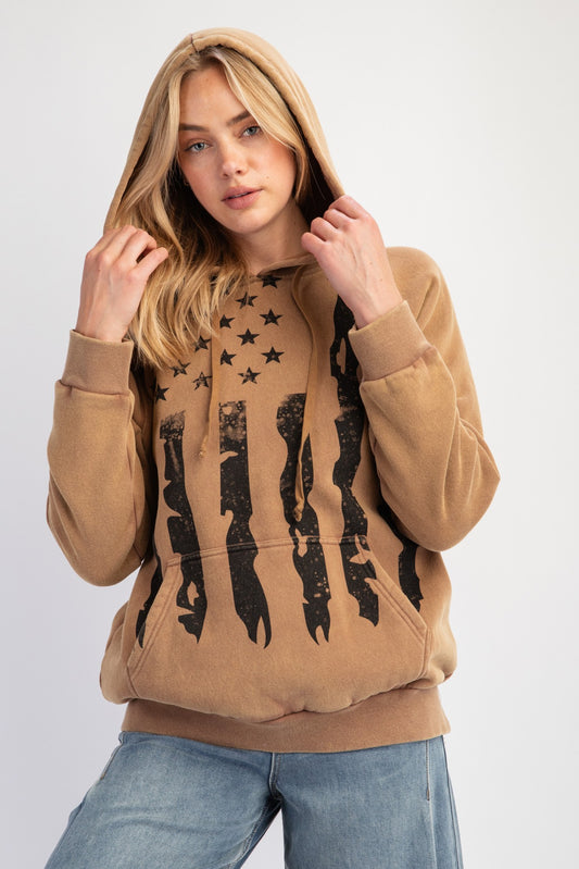 EASEL American Flag Terry Hoodie