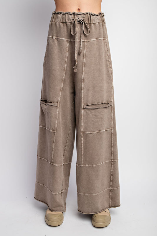 EASEL Plus Size Washed Terry Knit Cargo Pants