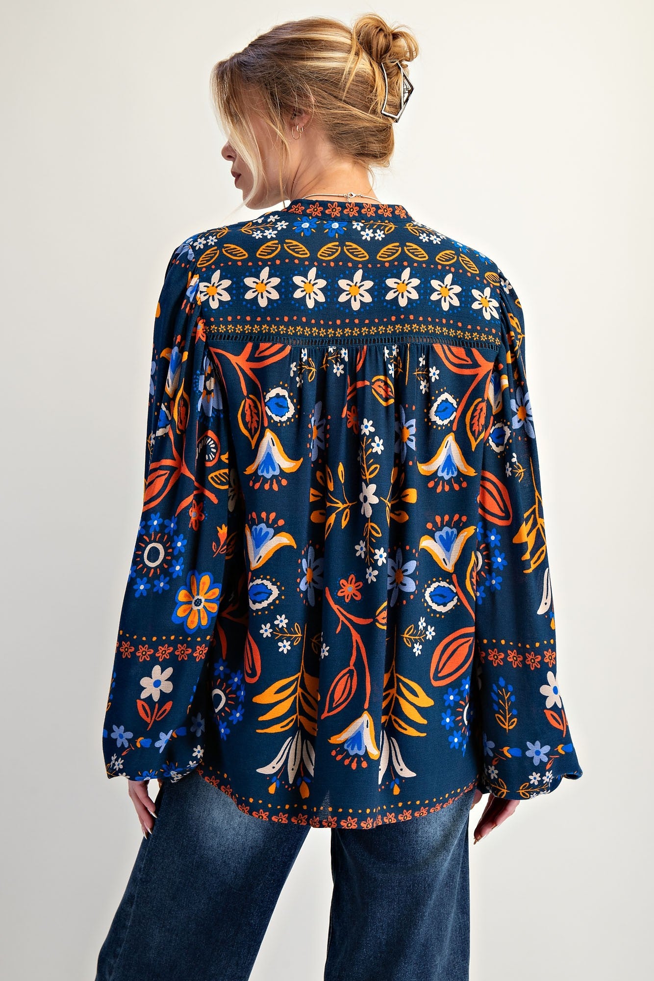 EASEL Printed Rayon Gauze Top