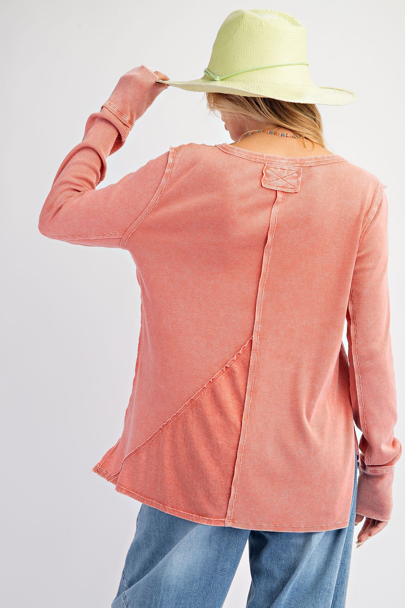 EASEL Rib Knit Mineral Washed Tunic