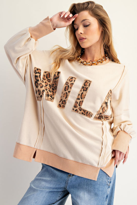 EASEL Plus Size-Oversized Washed Terry Pullover