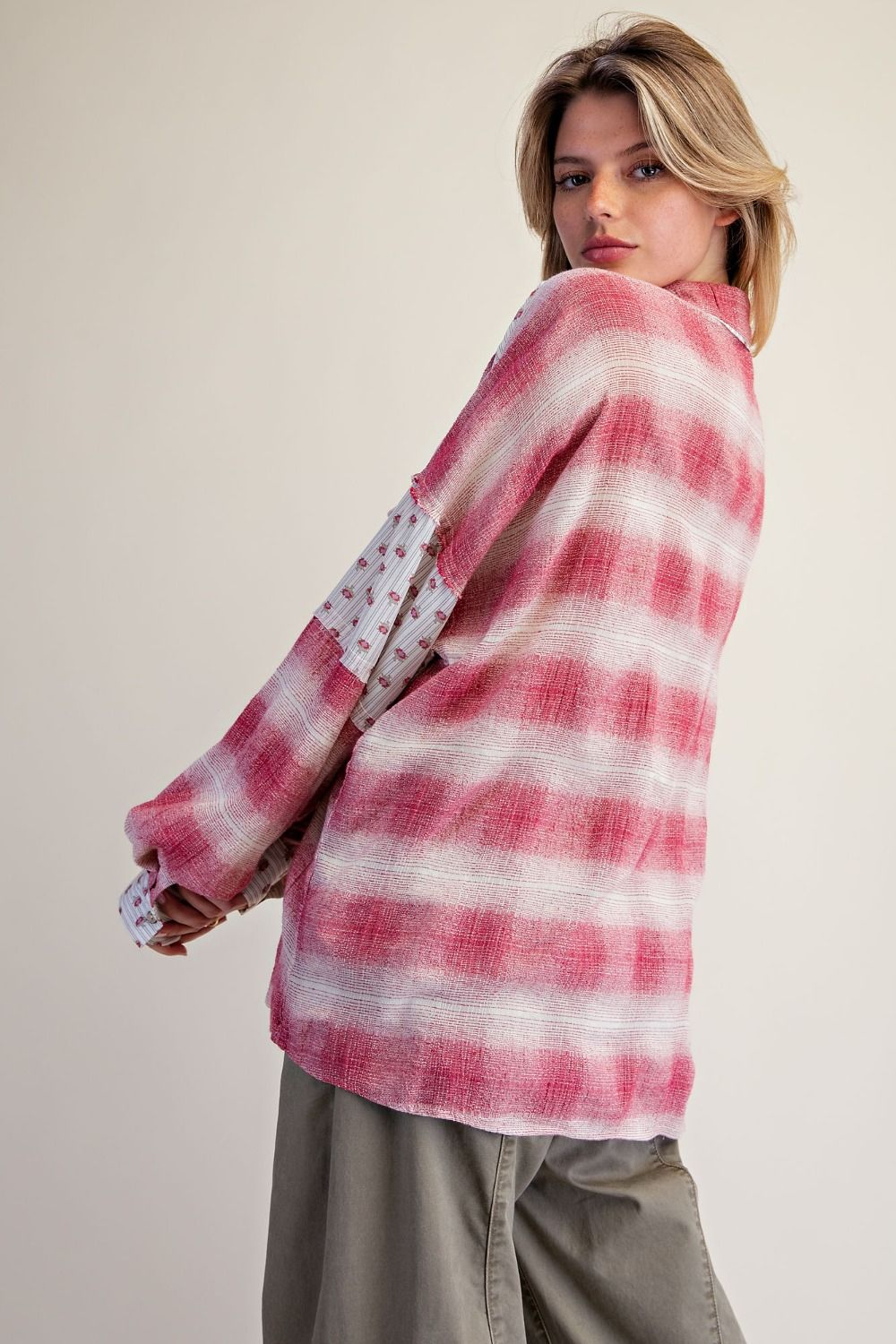 EASEL Mulberry Button Down Flannel