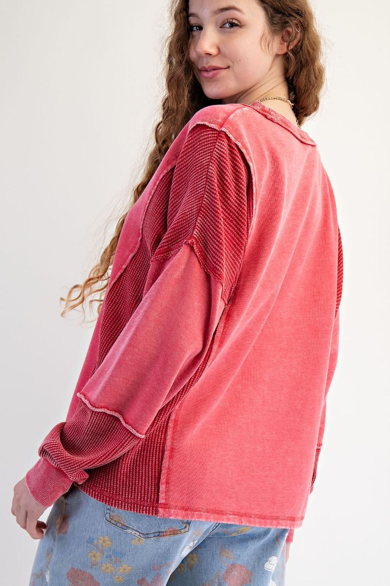 EASEL Plus Thermal Mix Washed Terry Pullover