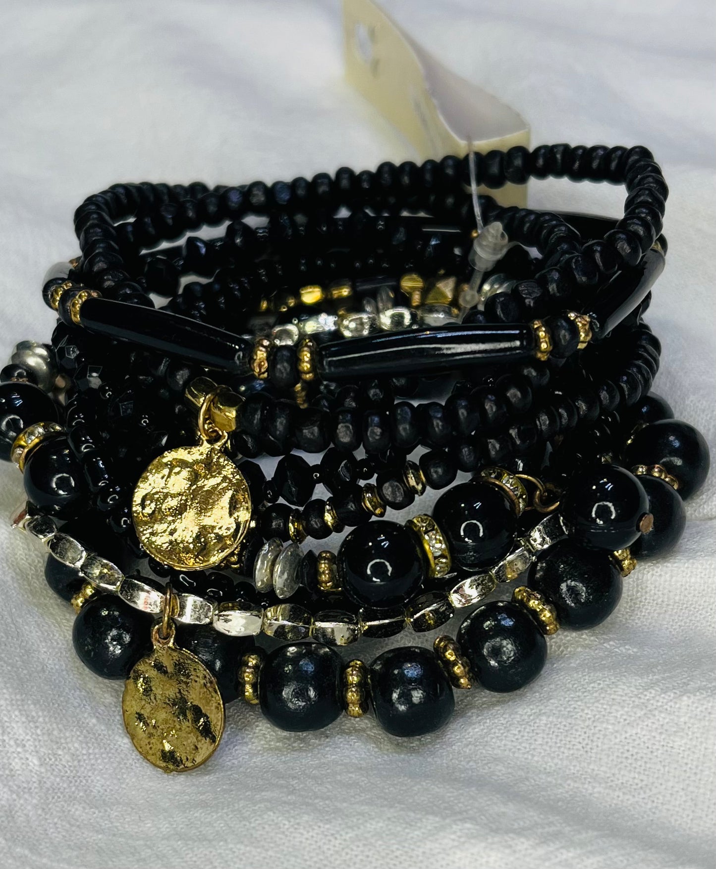 URBANISTA 9 in 1 Black Mix Bead Stack Bracelets