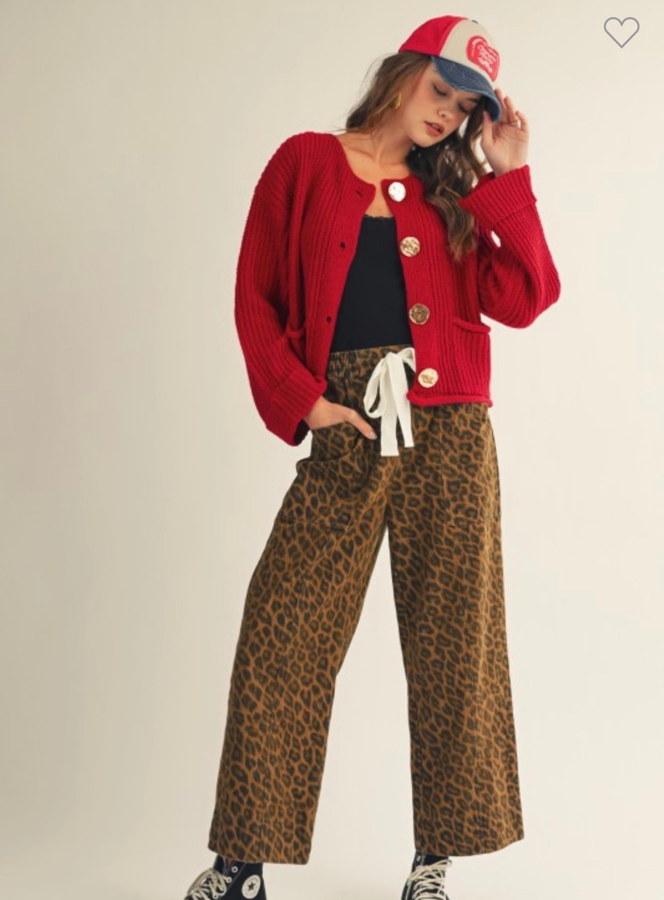 LOVLOV Vintage Gold Button Front Pocket Cardigan