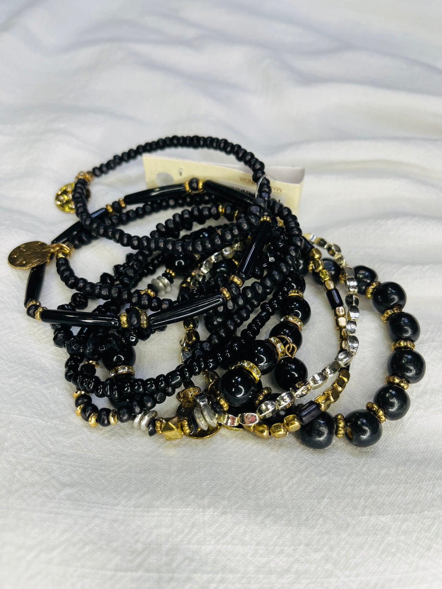 URBANISTA 9 in 1 Black Mix Bead Stack Bracelets