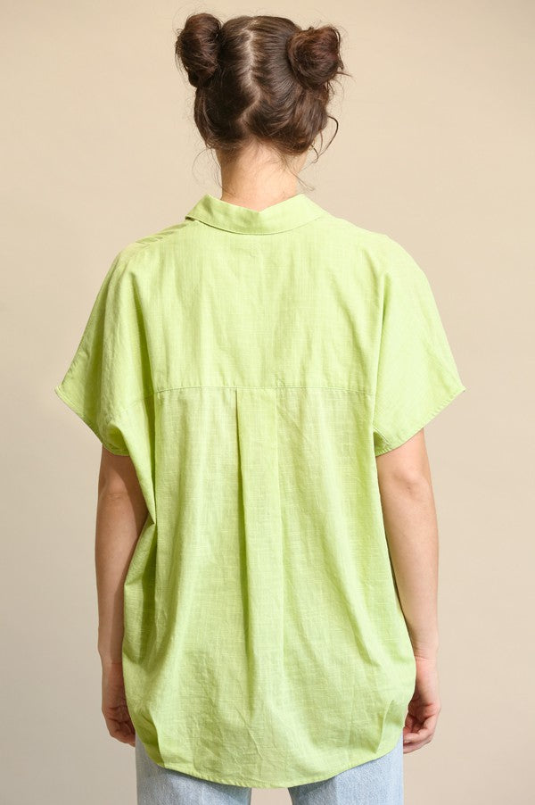 GIGIO Linen Oversize Popover Top