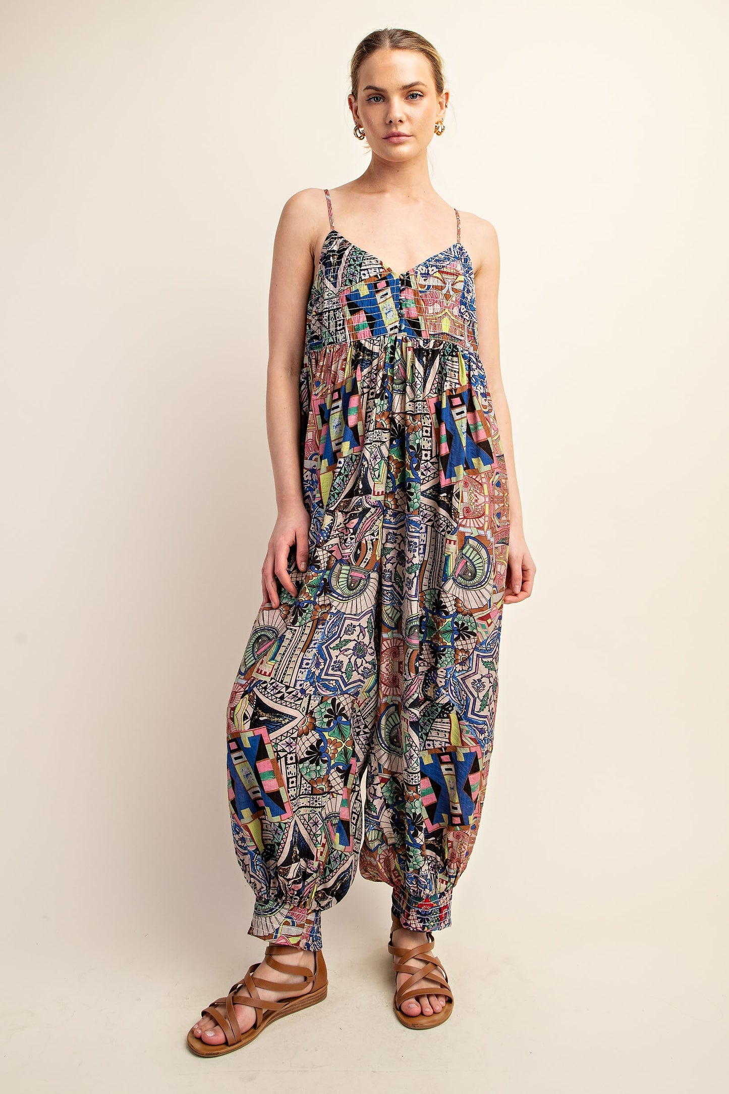 GIGIO Printed Wide Leg Jumpsuit