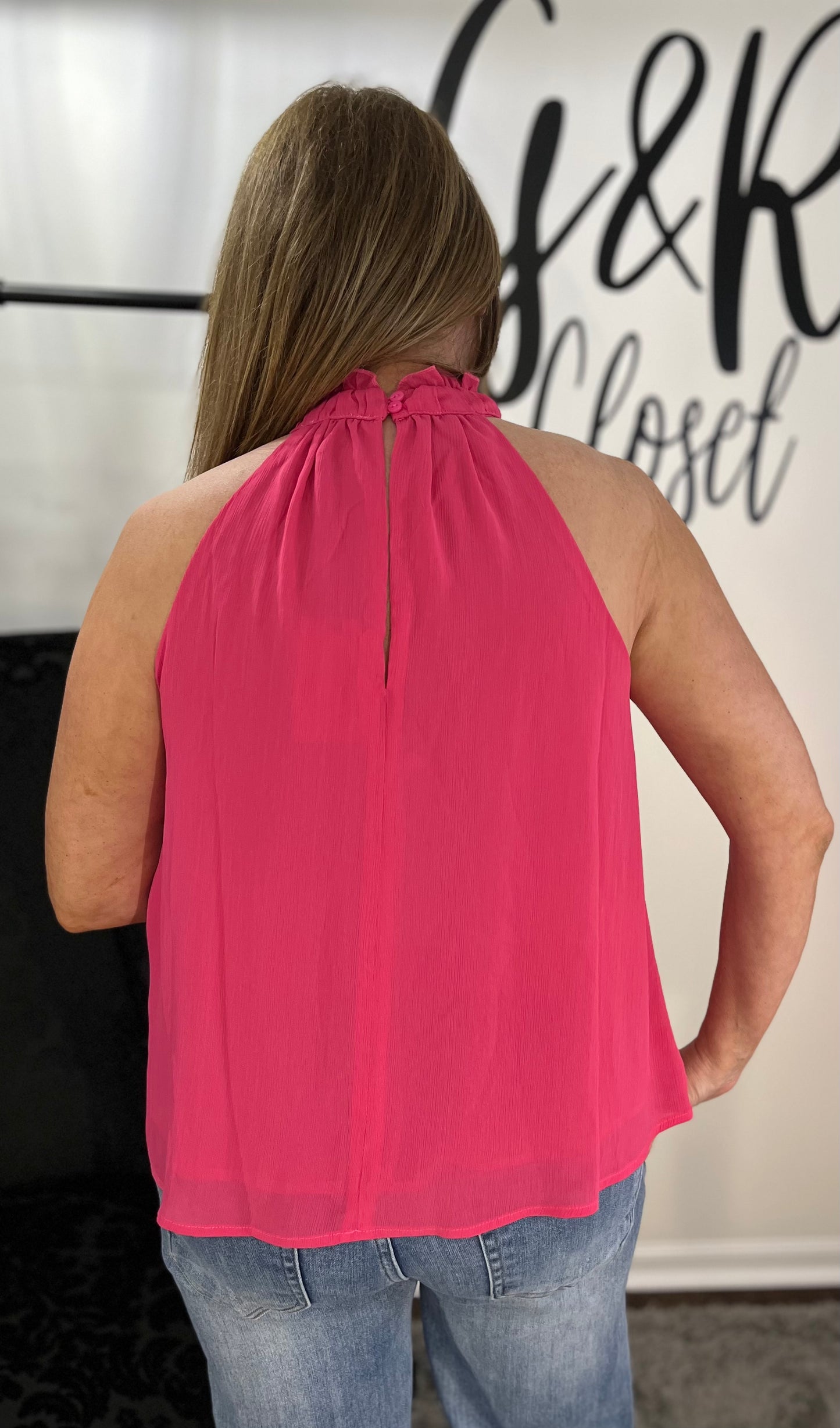 EASEL Hot Pink Sleeveless Top