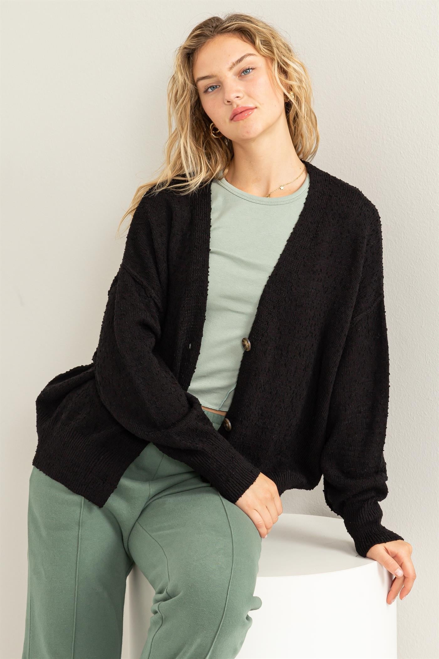 HYFVE Cozy To Love Cardigan Sweater in Black or Red