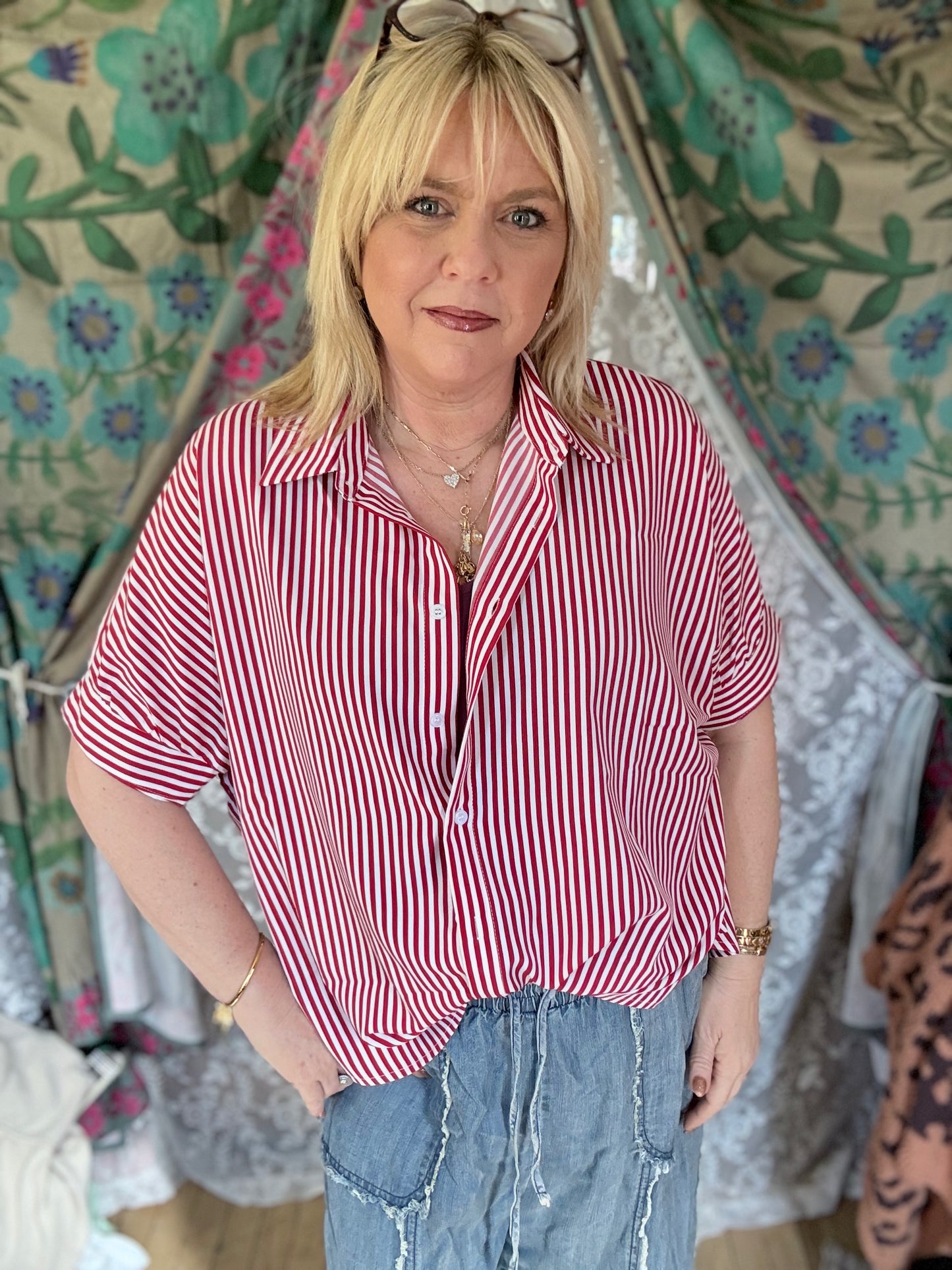 SEWN+SEEN Oversized Short Sleeve Button Down Shirt