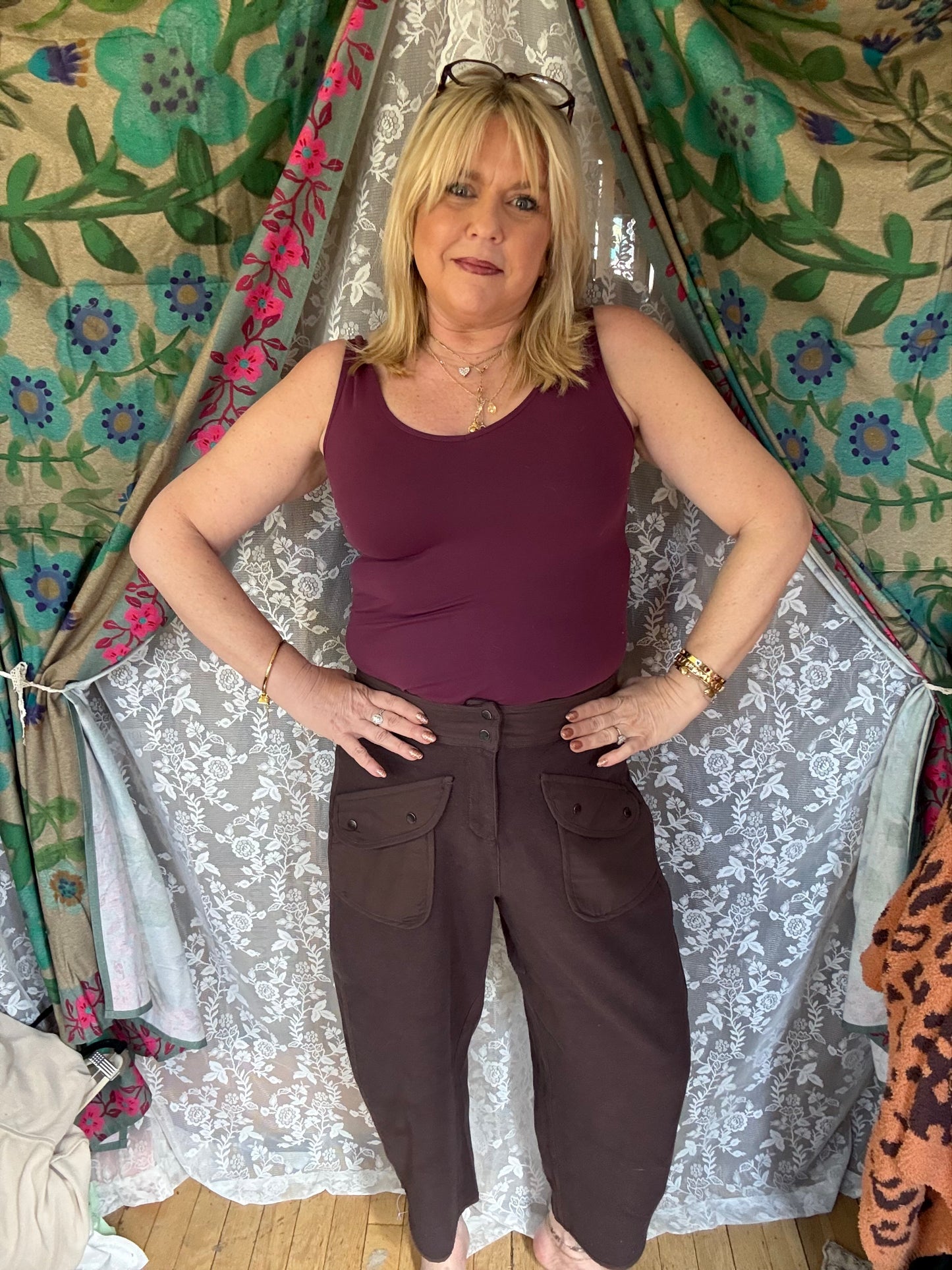 BIBI Vintage Mocha Washed Terry Pants